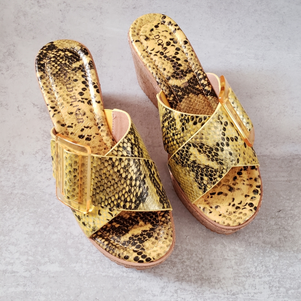 Donald Pliner Python Leather Wedge Platform Cork … - image 2